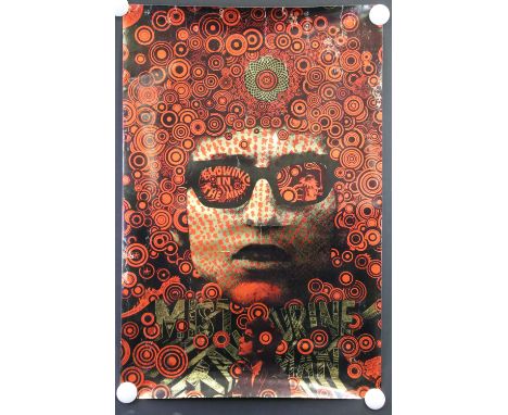 Memorabilia - Martin Sharp Bob Dylan 'Mister Tambourine Man / Blowing In The Mind' poster.  W49.5cm . H74.5cm.  Some foil lif