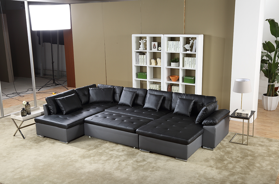 The Scafati Leather And Fabric Corner Sofabed Is A Practical