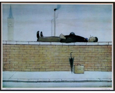 Laurence Stephen Lowry RA (British, 1887 - 1976) - 'Man Lying on a Wall', 
Pencil signed limited edition colour print, number