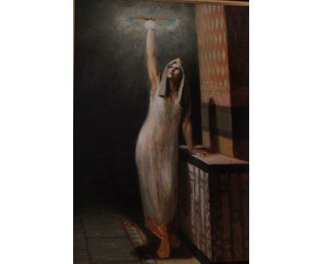 MARY BURROW (1886-1969), PORTRAIT OF QUEEN PHAEDRA, signed lower left, oil on canvas board, framed. 54cm by 34cm

Note: The a