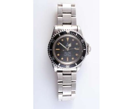 A RARE TUDOR OYSTER PRINCE SUBMARINER ROTOR SELF-WINDING STAINLESS STEEL WRISTWATCH, c. 1966, ref. 7928, matt black dial with