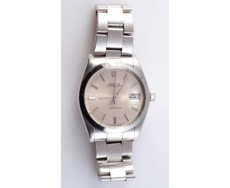 A ROLEX OYSTER DATE STAINLESS STEEL WRISTWATCH, c.1994/5 ref. 6694, the silvered dial with baton markers, centre sweep second
