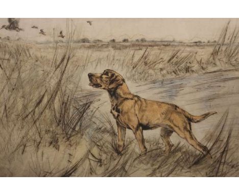 HENRY WILKINSON (1921-2011), "YELLOW LABRADOR AND PARTRIDGES" AND "YELLOW LABRADOR", a pair, each signed and numbered 9/150 a
