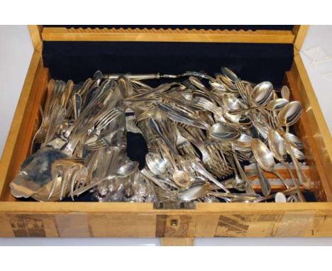 A CANTEEN OF PERUVIAN STERLING SILVER FLATWARE, Camusso, comprising twenty-eight dinner forks, fourteen silver-handled knives