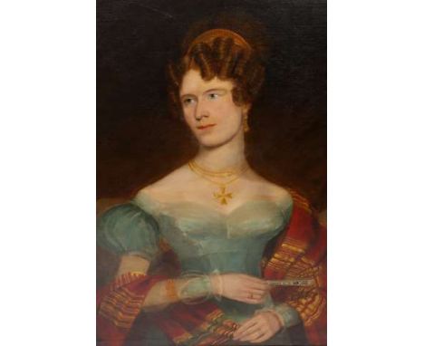 ENGLISH SCHOOL (19TH CENTURY), PORTRAIT OF A LADY, inscribed verso "Mrs Draffen/Hazlehurst Delint, London I.W.D", oil on canv