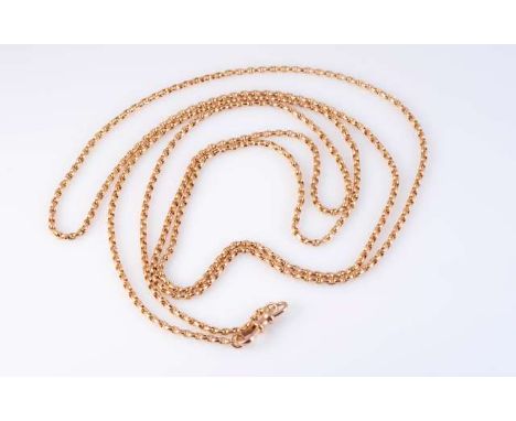 A LONG 9 CARAT GOLD CHAIN, constructed of oval links. 24 grams, 146cm
