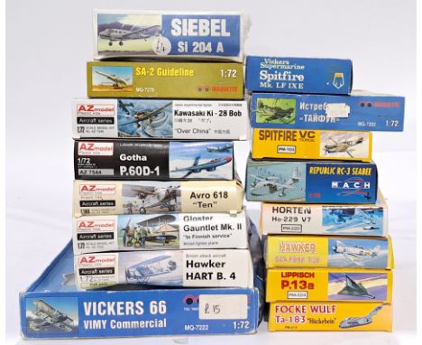 AZ Model, PM Model and similar, a mixed boxed model kit group of 1/72 scale planes to include, AZ Model No.7248 Kawasaki Ki-2