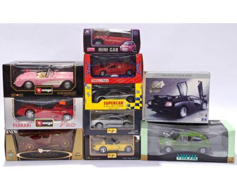 Bburago, Maisto, Tonka and similar, a mixed boxed group of big scale cars to include Vitesse VW Golf 74 DK Green, Bburago 195