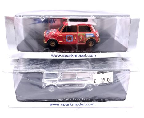 Spark (Minimax) 1/43rd scale boxed pair of Mini models comprising of S1515 Mini "George Harrison" &amp; S1516 Chrome Mini "Da