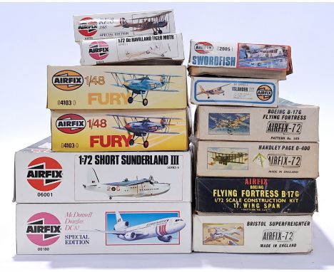 Airfix, a mixed boxed group of 1/72 and similar scale Planes, to include 02005-1 Swordfish, #585 Boeing B-17G Flying Fortress