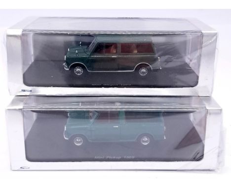 Spark (Minimax) 1/43rd scale boxed pair of Mini models comprising of S1502 Mini Pickup (1969) &amp; S1513 Mini Wagon (1960). 