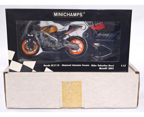 Minichamps 122037146 1/12 scale - "Valentino Rossi" Honda RC211V - Repsol Honda Team - 2003 MotoGP. Conditions generally appe