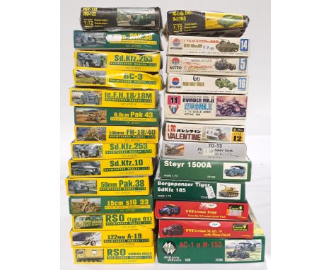 JB Models, Caesar Miniatures, ACE and similar, a mixed boxed model kit group of 1/72 1/76 scale Tanks and trucks to include, 