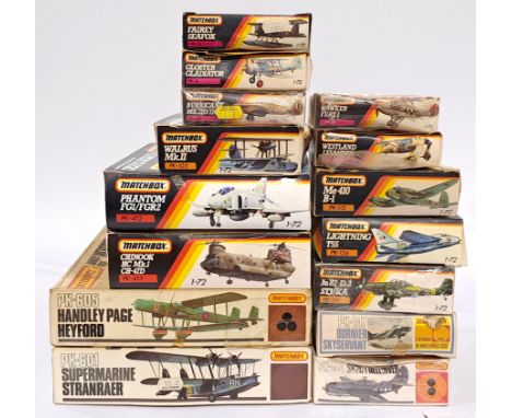 Matchbox a mixed boxed group of 1/72 scale Planes to include PK-412 Phantom FG1/FGR2, PK-605 Handley Page Heyford and others.