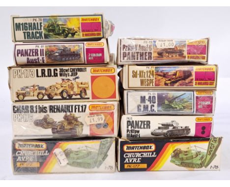 Matchbox a mixed boxed group of 1/76 scale tanks to include PK-177 Churchill A.V.RE, PK-74 Panzer PzKfpw III Ausf-L and other