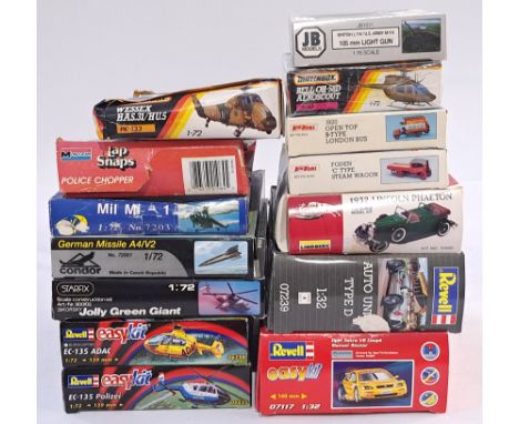 Revell, Matchbox and similar, a mixed boxed model kit group of 1/32, 1/72 scale Helicopters and Vehicles to include, Revell 0