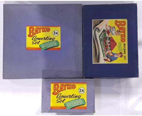 Bayko a trio group of boxed sets to include 2x Converting set, 3x Converting set and Bayko Building Set. Not checked for comp