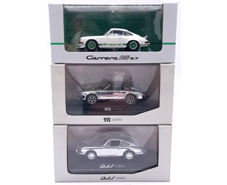 Minichamps (Paul's Model Art) a boxed group of 1/43 scale Porsche Classic Sports Cars to include WAP0201420G Carrera RS 2.7 (