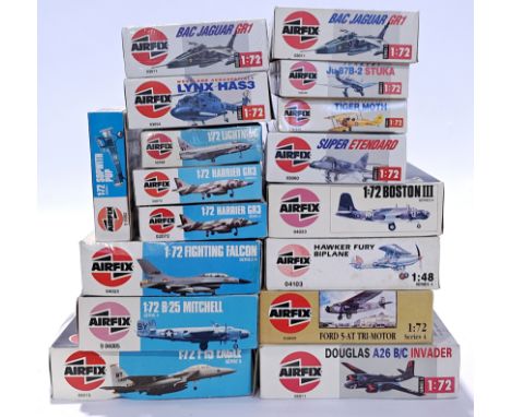 Airfix, a mixed boxed group of 1/72 and similar scale Planes, to include #04025 Fighting Falcon, #03011 BAC Jaguar GR1 and ot