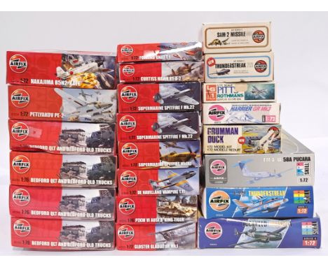 Airfix, a mixed boxed model kit group of 1/72 1/76 scale Planes, Tanks and Trucks to include, 03303-5 Sam-2 Guildline Missile