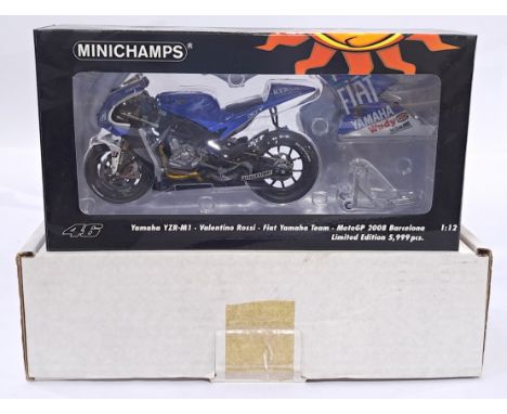 Minichamps 122083096 1/12 scale - "Valentino Rossi" Yamaha YZR-M1 - Fiat Yamaha Team 2008 Barcelona MotoGP. Conditions genera