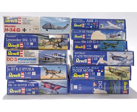 Revell, a mixed boxed group of 1/72 and similar scale Planes, to include #04208 PA-18 Super Cub, #4467 Sikorsky H-34G and oth