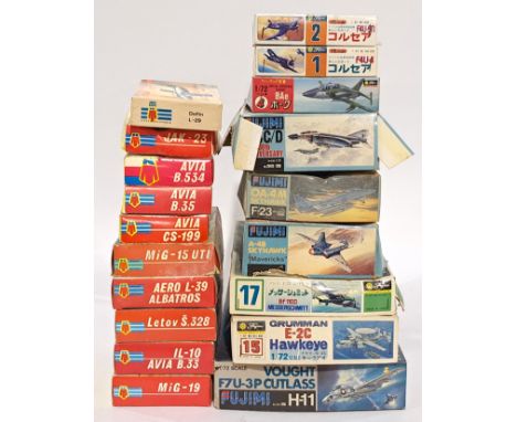 Fujimi and similar a mixed boxed group of 1/72 and similar scale Planes to include Fujimi No.27011 H-11 Vought F7U-3P Cutlass