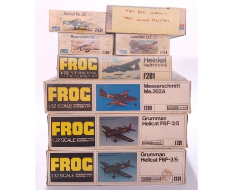 Frog a mixed boxed group of 1/72, 1/32 scale Planes and similar to include F281 Grumman Hellcat F6F-3/5, Frog Kit Transfers (