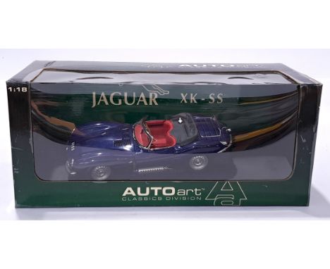 Autoart (Classics Division) - a boxed 1/18 Scale Item 73511 a Jaguar XK SS in blue (1956) which generally appears to be Good 