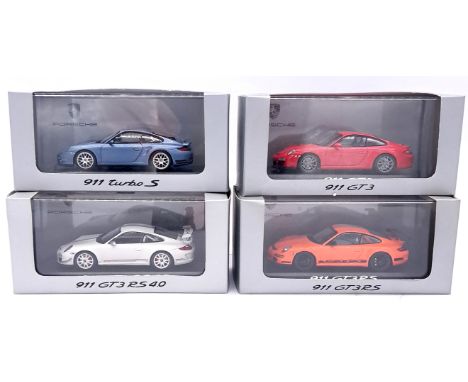 Minichamps (Paul's Model Art) a boxed group of 1/43 scale Porsche "911 Series" models to include WAP0200120A 911 Turbo 'S' an