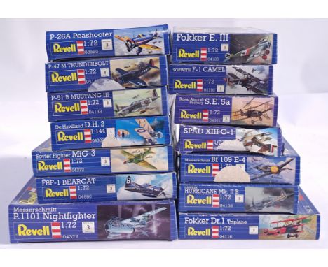 Revell, a mixed boxed model kit group of 1/72 scale Planes to include, #04116 Fokker Dr.1 Triplane, #04679 Messerschmitt Bf 1