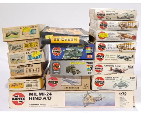 Airfix a mixed boxed group of 1/72 and similar scale Aircraft and Vehicles to include #02013ILYUSHIN IL-2M, #01079 Airco DH4 