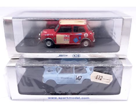 Spark (Minimax) 1/43rd scale boxed pair of Mini models comprising of KBS048 BLMC Clubman 1275GT (1972) &amp; S1519 Mini Saloo