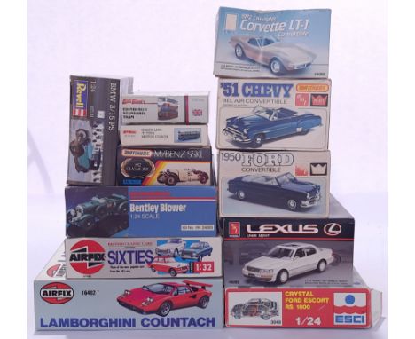 Airfix, ERTL AMT and similar, a mixed boxed group of 1/24 and similar scale Cars and Vehicles to include Airfix 16402-7 Lambo