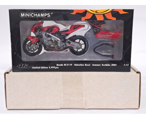 Minichamps 122017946 1/12 scale - "Valentino Rossi" Honda RC211V - 2001 Summer Testbike. Conditions generally appear Near Min