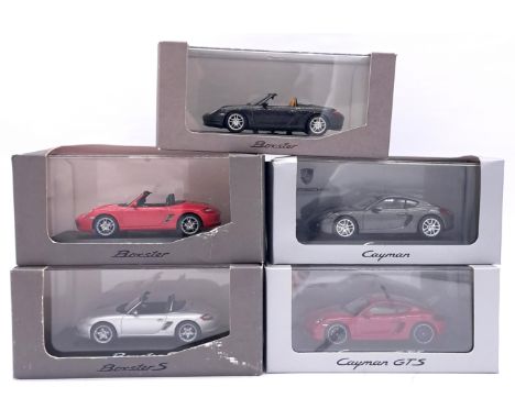 Minichamps (Paul's Model Art) a boxed group of 1/43 scale Porsche "Cayman &amp; Boxter" models to include WAP0200150E 911 Cay