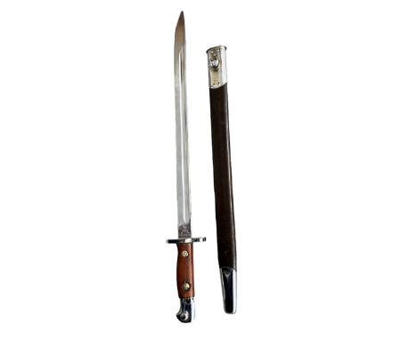 1907 Chromed Bayonet, single edged blade, marked 1907 11 18 Wilkinson to bottom of the blade, inspection marks to reverse, wo