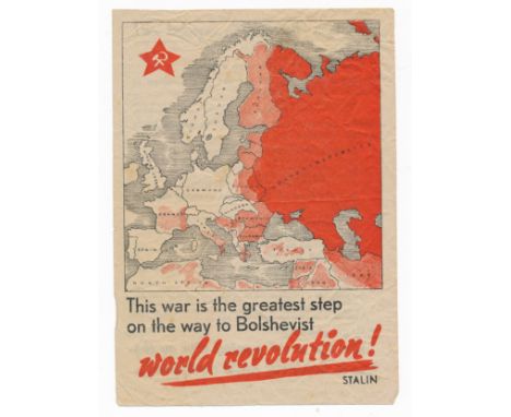 'This war is the greatest step on the way to Bolshevist world revolution!' Second World War German airborne Propaganda leafle