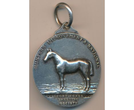 Silver Hunters Improvement &amp; National Light Horse Breeding Society medallion with loop. Hallmarked for Mappin &amp; Webb,