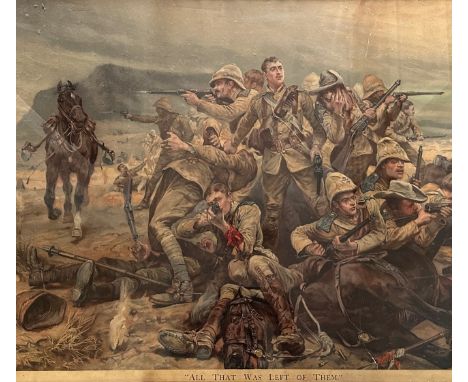Boer War, framed print entitled "All that was left of them". Subtitled "A stirring incident of the late South Africa War". By