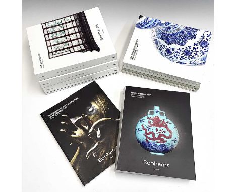 Ten Bonhams Chinese auction catalogues, including two hardbacks 'Important Jade Carvings From The Somerset De Chair Collectio