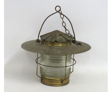 An early/mid 20thC. nautical lamp, 370mm drop x 320mm diameter