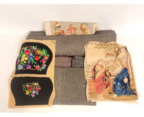 A quantity of tweed including herring bone twinned with tapestry & other items