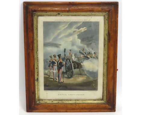 An 1840 Ackerman print 'Costumes of the British Army' set in maple frame, 438mm x 339mm inclusive