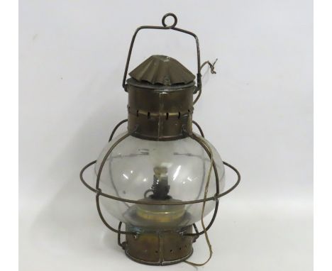 An antique nautical lamp, later converted to electrical, 460mm drop