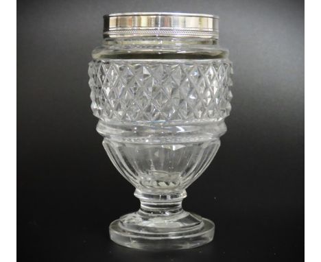 A George III 1804 Paul Storr London silver mounted cut glass sweet meat lacking cover, height 115mm