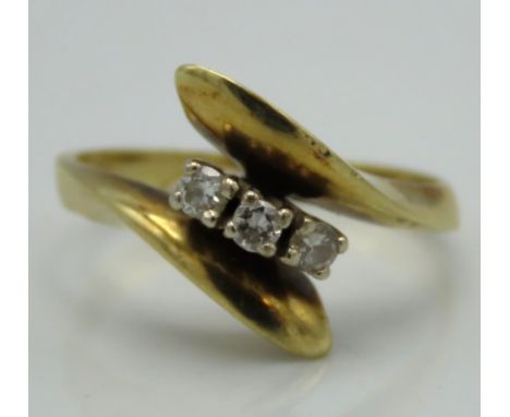 A 14ct gold ring set with approx. 0.09ct of diamond, 3.2g, size J/K
