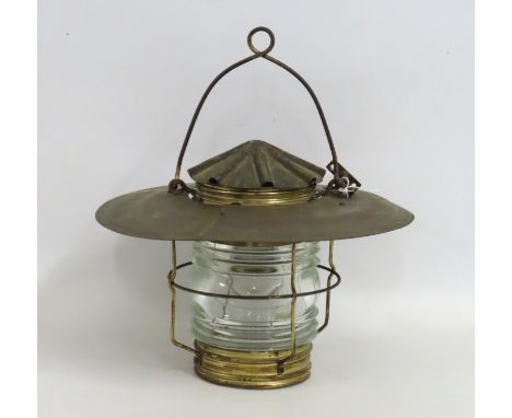 An early/mid 20thC. nautical lamp, 330mm drop x 300mm diameter