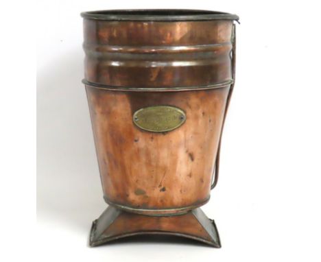 A W. R Loftus Ltd, Tottenham Court, London copper ice bucket for champagne, 390mm tall x 250mm diameter