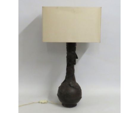 A Japanese bronze lamp base, 710mm overall